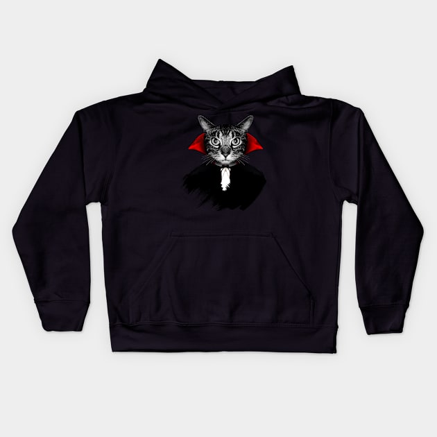 Vampire Cat Kids Hoodie by clingcling